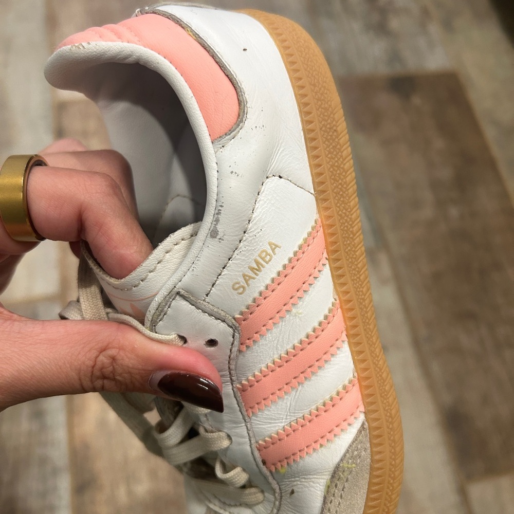 Adidas Samba White and Pink Trainers Tennis Shoes - Picture 5 of 8